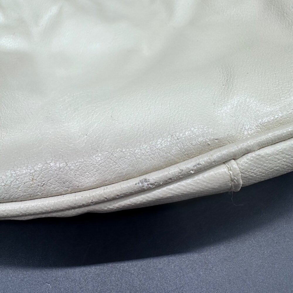 Vintage White Purse Club Cafa Cream Faux Leather Hobo Bag 1980s Retro Fashion - Picture 6 of 8